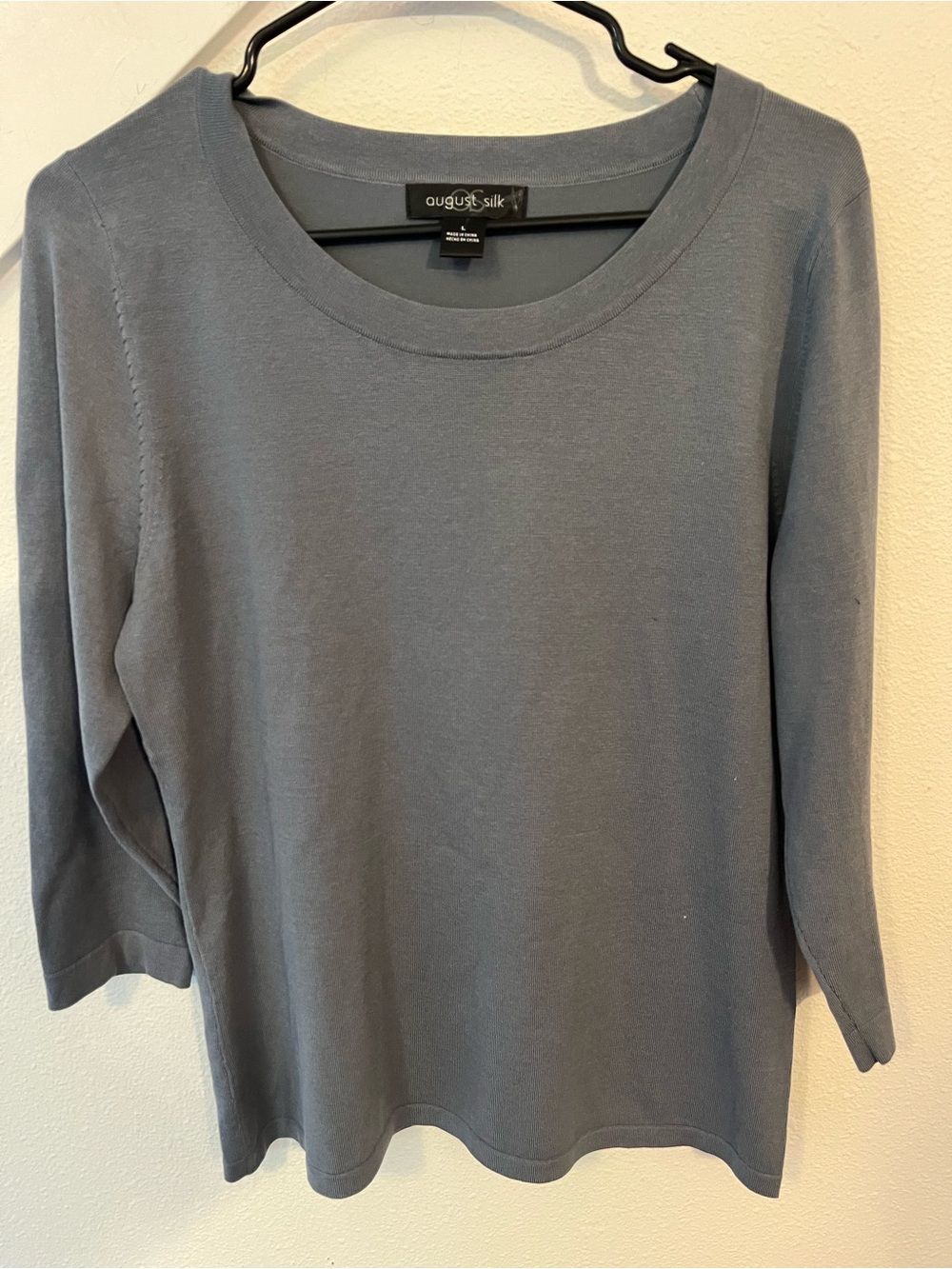 august silk Slate Blue Scoop Neck Long Sleeve Top